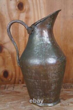 Antique Hammered Dovetailed Copper Ewer Wine Water Can Pitcher Jug 13