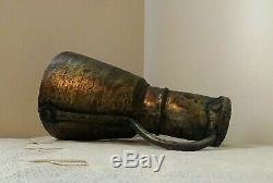 Antique Handmade Hammered Copper Brass Heavy Primitive Water Pitcher Jug 14'