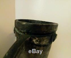 Antique Handmade Hammered Copper Brass Heavy Primitive Water Pitcher Jug 14'