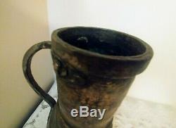 Antique Handmade Hammered Copper Brass Heavy Primitive Water Pitcher Jug 14'