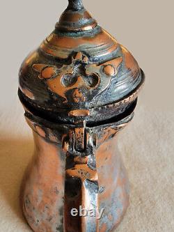 Antique Heavy Hand Made COPPER Turkish Water Pitcher Jug Ornate Detail
