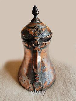 Antique Heavy Hand Made COPPER Turkish Water Pitcher Jug Ornate Detail
