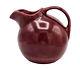 Antique Homer Laughlin Harlequin Maroon Ceramic Water Jug Pitcher With Ice Lip