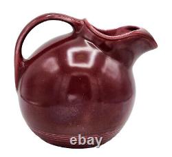 Antique Homer Laughlin Harlequin Maroon Ceramic Water Jug Pitcher With Ice Lip