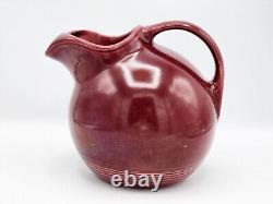 Antique Homer Laughlin Harlequin Maroon Ceramic Water Jug Pitcher With Ice Lip