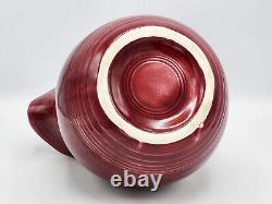 Antique Homer Laughlin Harlequin Maroon Ceramic Water Jug Pitcher With Ice Lip