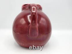 Antique Homer Laughlin Harlequin Maroon Ceramic Water Jug Pitcher With Ice Lip