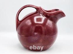 Antique Homer Laughlin Harlequin Maroon Ceramic Water Jug Pitcher With Ice Lip