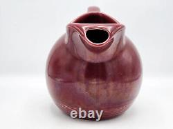 Antique Homer Laughlin Harlequin Maroon Ceramic Water Jug Pitcher With Ice Lip