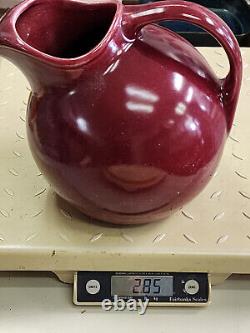 Antique Homer Laughlin Harlequin Maroon Ceramic Water Jug Pitcher With Ice Lip