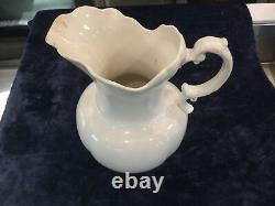 Antique Homer Laughlin Large White/Bone Water Pitcher Jug & Wash Basin/Bowl