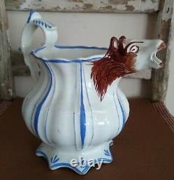 Antique Horse Head Spout Water Pitcher Jug English Pottery 1840 Victorian Teapot