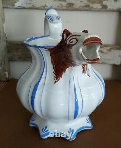 Antique Horse Head Spout Water Pitcher Jug English Pottery 1840 Victorian Teapot