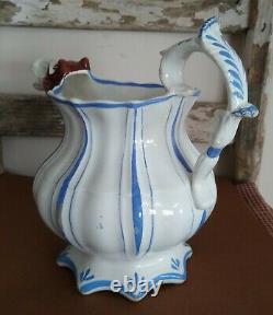 Antique Horse Head Spout Water Pitcher Jug English Pottery 1840 Victorian Teapot