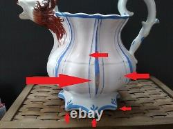 Antique Horse Head Spout Water Pitcher Jug English Pottery 1840 Victorian Teapot