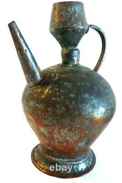 Antique Islamic Arabic Pitcher Handmade Copper Large Water Jug 19th C Decorative