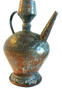 Antique Islamic Arabic Pitcher Handmade Copper Large Water Jug 19th C Decorative