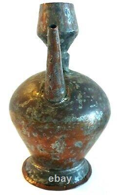 Antique Islamic Arabic Pitcher Handmade Copper Large Water Jug 19th C Decorative