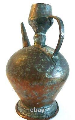 Antique Islamic Arabic Pitcher Handmade Copper Large Water Jug 19th C Decorative