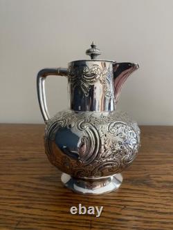 Antique James Deakin Ornate Heavily Decorated Silver Plate Pitcher Water Jug