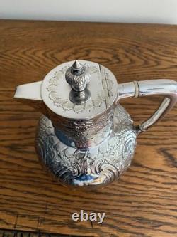 Antique James Deakin Ornate Heavily Decorated Silver Plate Pitcher Water Jug