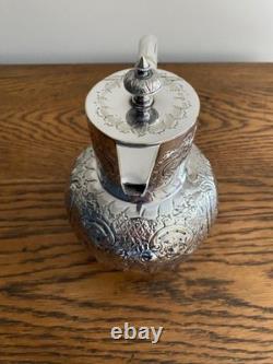 Antique James Deakin Ornate Heavily Decorated Silver Plate Pitcher Water Jug