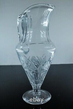 Antique Jug Pitcher Water Wine Crystal Size Moulded Niépce St Louis Signed