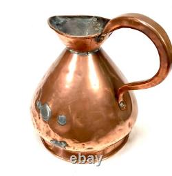 Antique Large 19th Copper Pitcher Measuring Water Drink Jug / Two Gallon