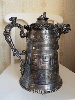 Antique Large Silver-plated Water Pitcher E. Kaufmann ca 1863