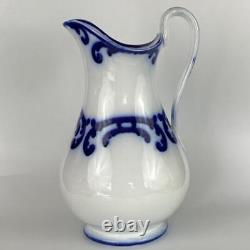 Antique Large Victorian Water Jug Pitcher Mid 19thc Minton Flow Blue 12 & 3/4