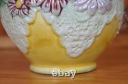 Antique Majolica Daisy Flowers & Lace Water Pitcher Jug Carafe 7