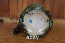 Antique Majolica French Barbotine Dog Rose Flower Blossom Water Pitcher Jug 6