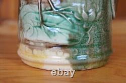 Antique Majolica Heron Crane Stork Bird Water Lily Creamer Pitcher Jug 7