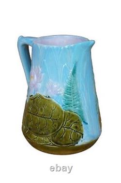 Antique Majolica Joseph Holdcroft Pond Lily Creamer Water Pitcher Jug 7