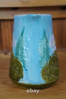 Antique Majolica Joseph Holdcroft Pond Lily Creamer Water Pitcher Jug 7