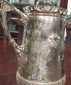 Antique Meriden B. Company Silver Plated Water Pitcher # 17 1868