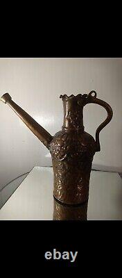 Antique Mid Century Copper Bronze Water Jug Pitcher Ewer 12