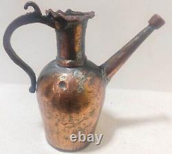 Antique Middle Eastern Heavy Brass Casting Water Vessel Old Pitcher Washed Jug
