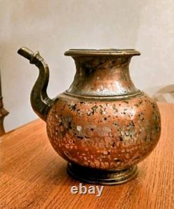 Antique Middle Eastern Tinned Copper Ceremonial Holy Water Kindi Jug Pitcher