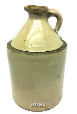 Antique Old Salt Glaze Pottery Colonial Jug Flask Crock Water Pitcher