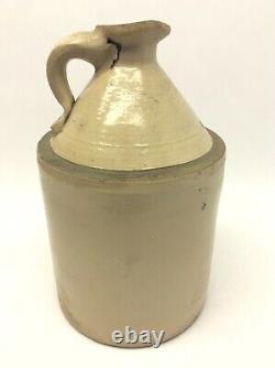 Antique Old Salt Glaze Pottery Colonial Jug Flask Crock Water Pitcher