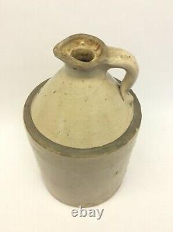 Antique Old Salt Glaze Pottery Colonial Jug Flask Crock Water Pitcher