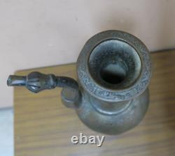 Antique Ottoman Mughal Handmade Engraved Chased Copper Water Pitcher Jug 13