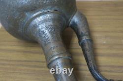 Antique Ottoman Mughal Handmade Engraved Chased Copper Water Pitcher Jug 13