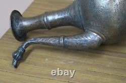 Antique Ottoman Mughal Handmade Engraved Chased Copper Water Pitcher Jug 13