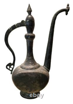 Antique Persian Middle Eastern Water Jug Pitcher Copper Tin Wash JH11