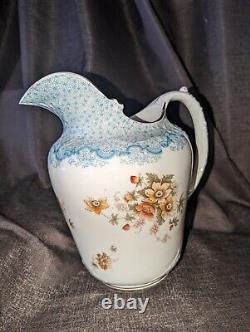 Antique Porcelain Fine China Floral Water Jug Pitcher