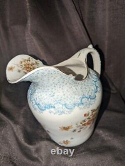 Antique Porcelain Fine China Floral Water Jug Pitcher