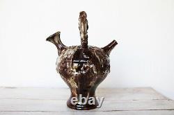 Antique Portuguese Palissy Ware Majolica Water Jug, Caldas, Earthenware