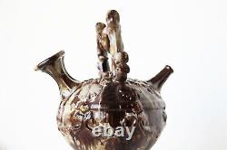 Antique Portuguese Palissy Ware Majolica Water Jug, Caldas, Earthenware